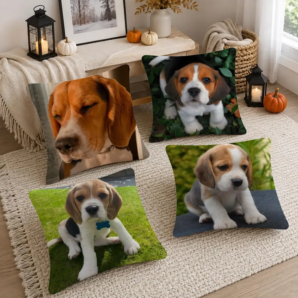 Pattern Beagle Cushion Cover Soft Fluffy Short Plush  Pillow Case Throw Decorative Cushion Covers for Sofa Bedroom Home Decor