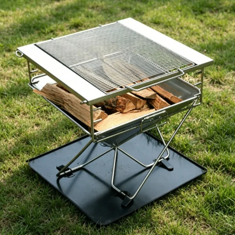 Réchaud de camping en acier inoxydable, barbecue au charbon de bois pour pique-nique, tourisme, survie, cuisine extérieure, fournitures de camping