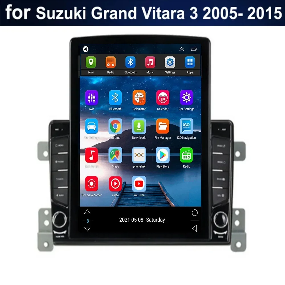 لسوزوكي فيتارا 3 2005-2015 أندرويد 14 5G DSP راديو السيارة مشغل وسائط متعددة ل تسلا نمط شاشة عمودية الملاحة نظام تحديد المواقع 2 الدين