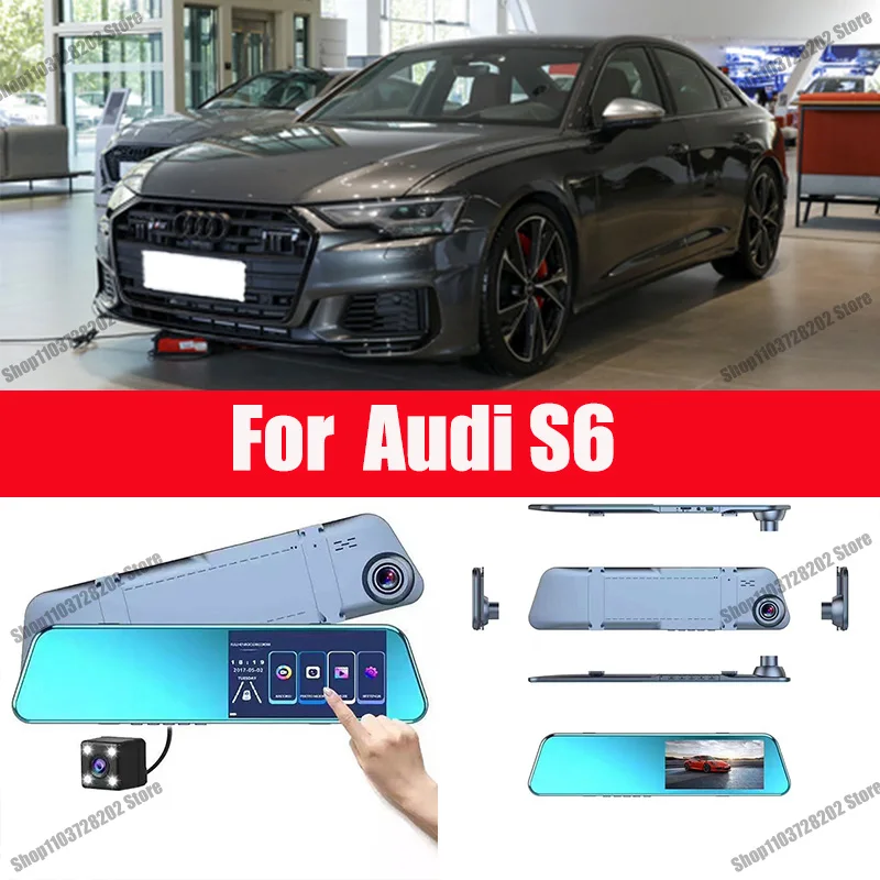 

For Audi S6 S7 S8 Carplay Android Auto GPS Dash Cam AUX FM Radio Dashcam Car Camera Stream RearView Mirror Drive Recorder