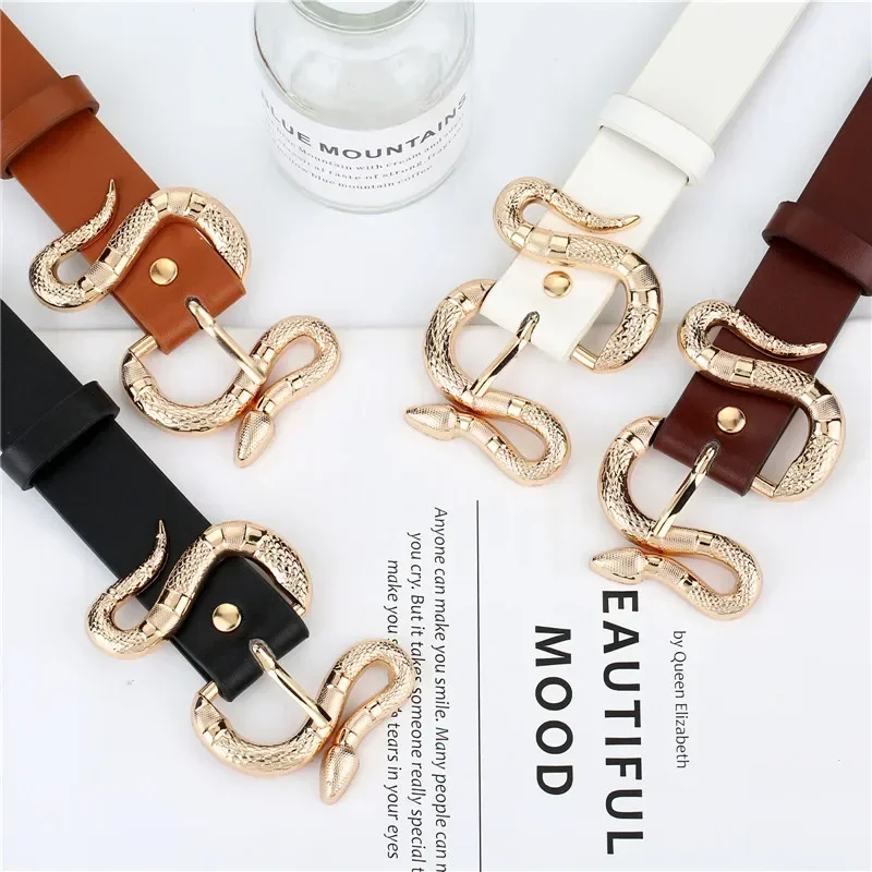 

24 New Luxury Brand Belts for Women High Quality Shinny Rhinestone Waist Soft Leather Snake Buckle Jeans Belt Female Waistband