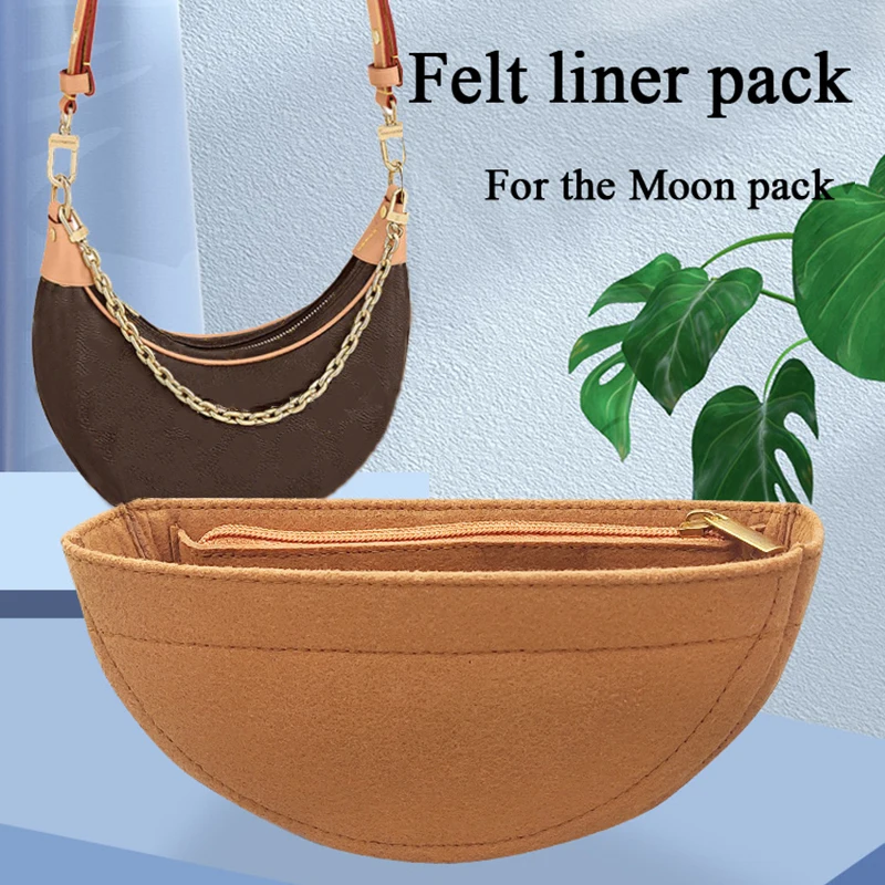 High quality Felt Bag Insert Organizer for Fendigraphy Pea Moon Bag, Purse Inner Lining Shaper