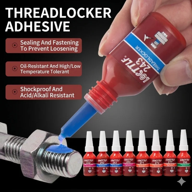 Threadlocker 222 243 271 Set 3Pcs Thread Locking Glue Low Medium High Strength Anaerobic Adhesive For Metal Screws Bolts Sealing