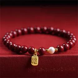 Chinese Feng Shui Red Imitation Cinnabar Beaded Wealth Bracelets For Women Men Protection Bring Luck Prosperity Bracelet Jewelry