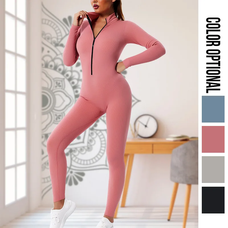 

seamless yoga clothes autumn and winter long-sleeved sports suits dance yoga fitness clothes tight-fitting one-piece yoga pants
