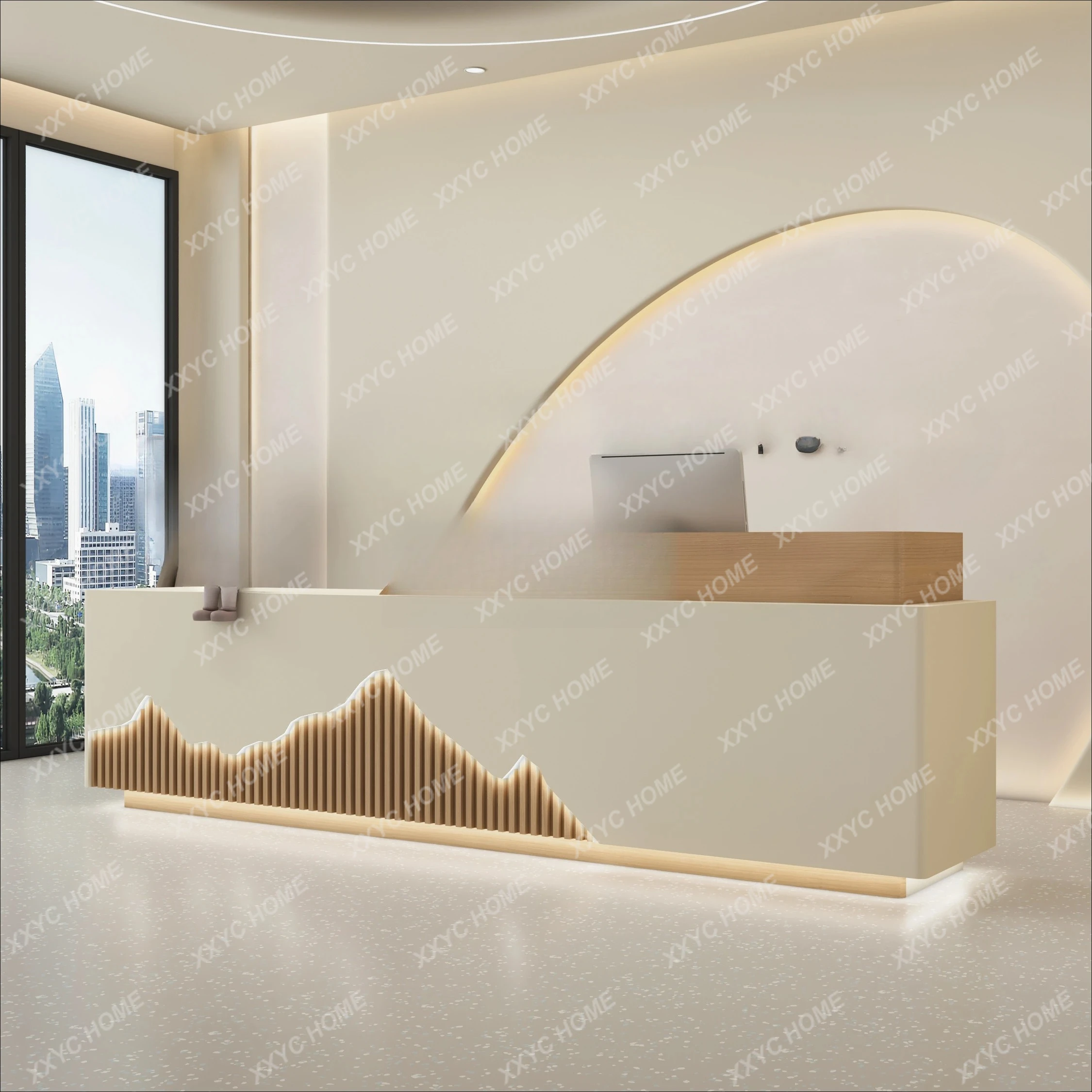 TT Company front desk reception desk log color training institution checkout page arc anti-collision