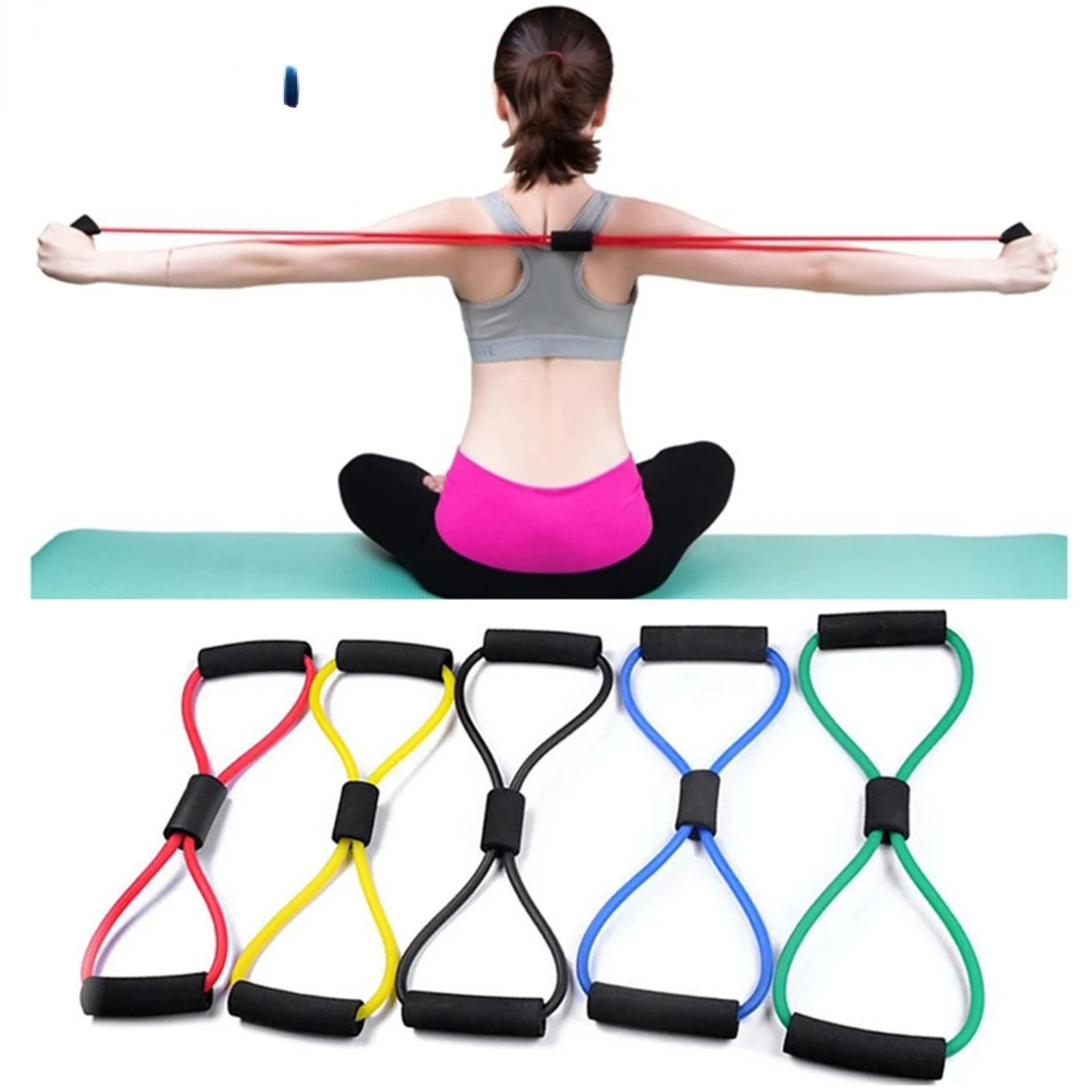 Yoga Gym Fitness Resistance 8 Word Chest Expander Rope Workout Muscle Trainning Rubber Elastic Bands  Sport Exercise