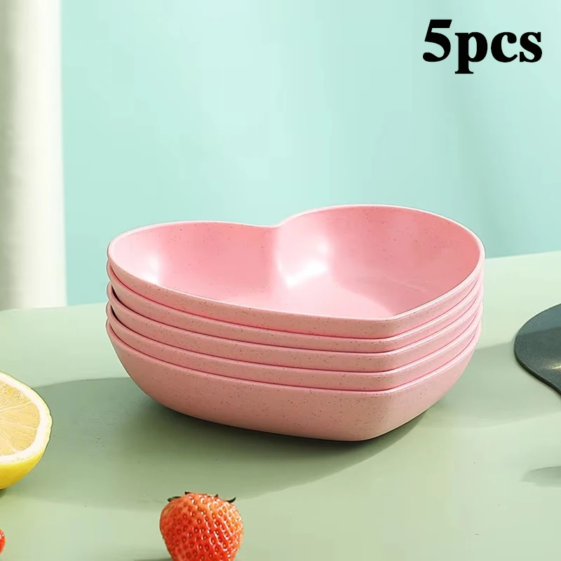 5pcs Love Bone Plate PP Material Can Be Reused, With Many Colors to Choose From, Suitable for Family Gatherings.
