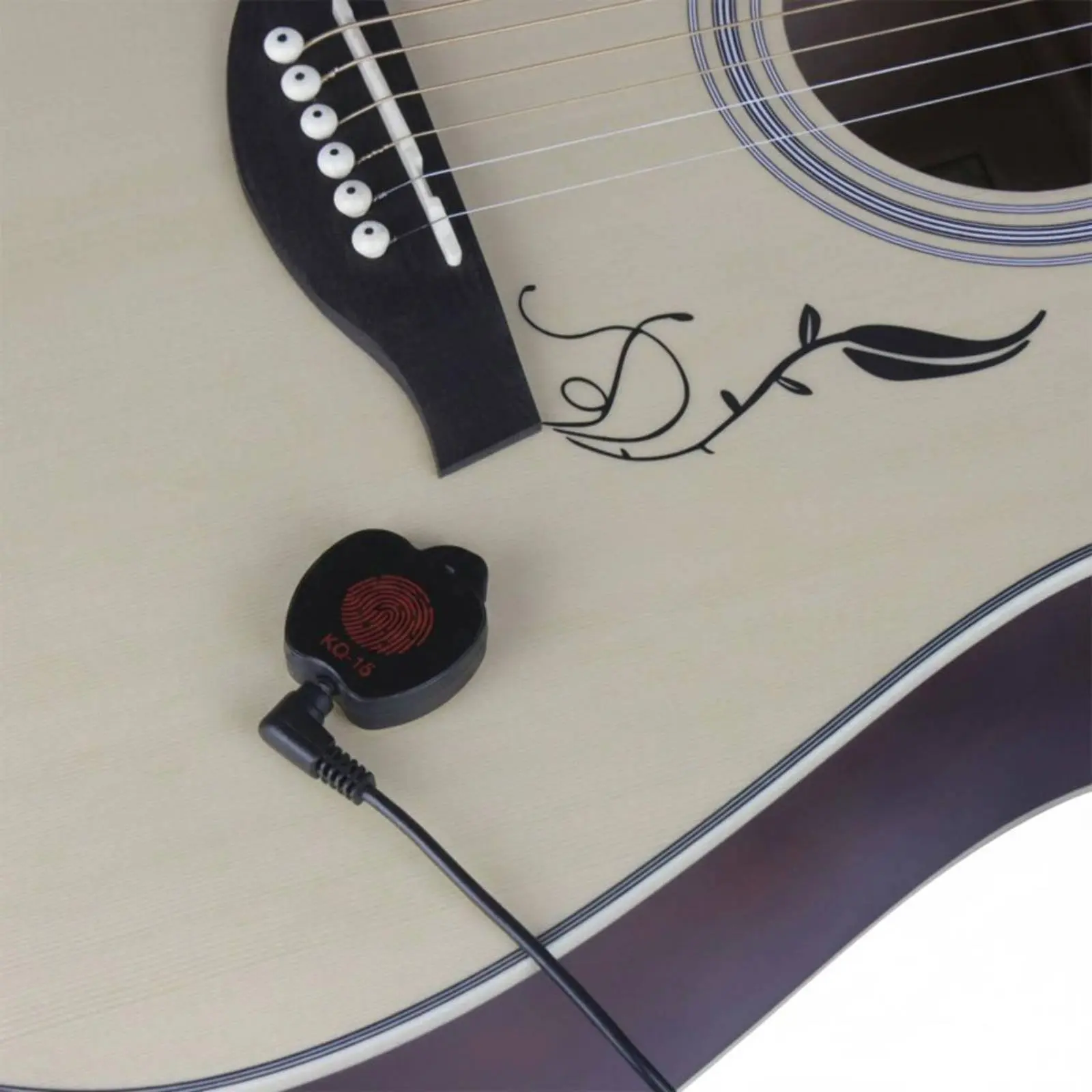 Acoustic Guitar Pickup Universal Compatibility Adhesive Guitar Pickup Clip on Contact Mic Plug-and-Play Music Accessory