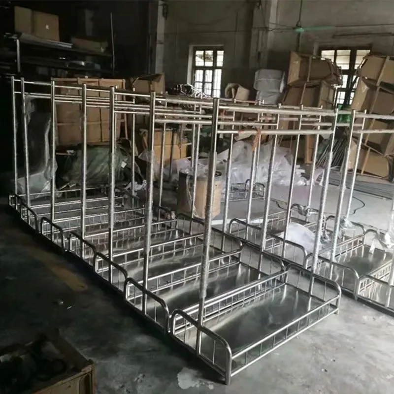 Thickened stainless steel garment cart with railing, hotel clothes rack, laundry room delivery rack, home furnishing cart, cloth