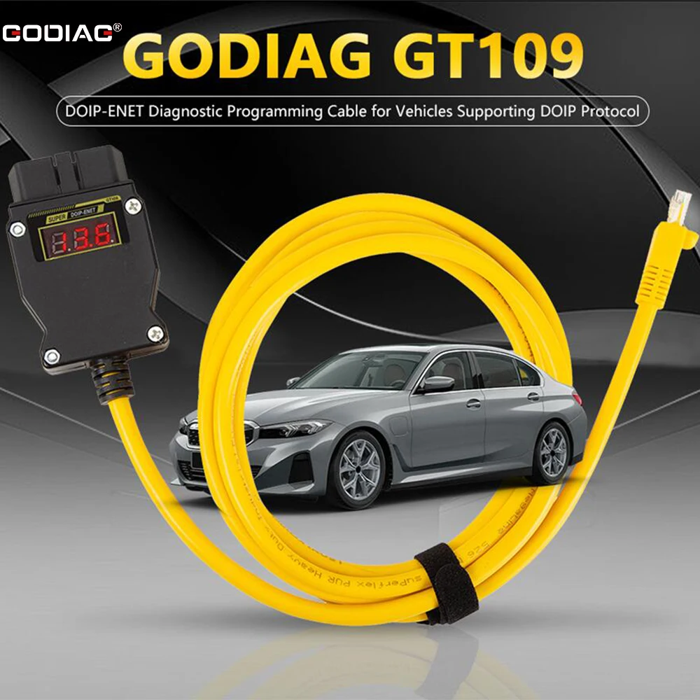 GODIAG GT109 DOIP ENET pour BMW /Benz /V W /Audi Adaptateur de codage de programmation de diagnostic avec affichage de tension