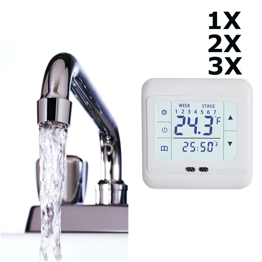 Programmable Digital Heating Thermostat Touch Screen Large White Backlit LCD High Reliability Anti-Jamming Electric Underfloor
