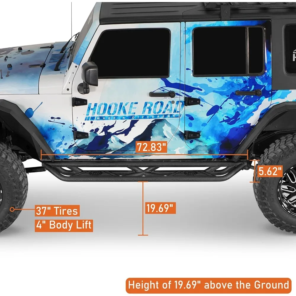 Wrangler JK Drop Side Steps Nerf Bars Running Boards Compatible with Jeep Wrangler JK Unlimited 4 Doors 2007-2018