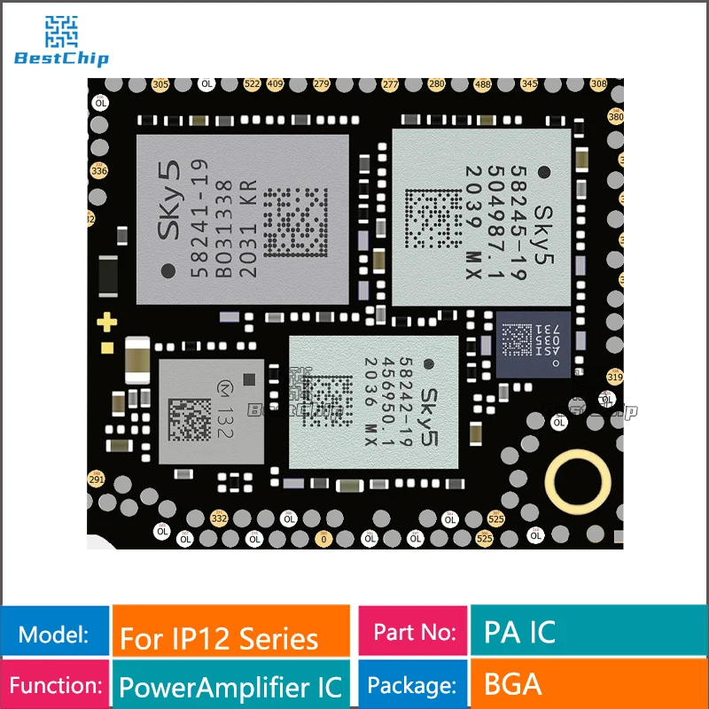 5pcs 58245-19 58241-19 58242-19 53740-11 58232-19 8200 58240-19 PA IC for iphone 12 /12Pro/Max Mini PowerAmplifier IC