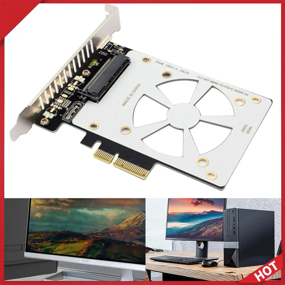 

Карта расширения U.2 SFF-8639 для PCI-EX4, 4000 МБ/с, адаптер U.2 для PCIe, слоты X4/X8/X16, поддержка PCI-E GEN3, поддержка U.2 NVME SSD