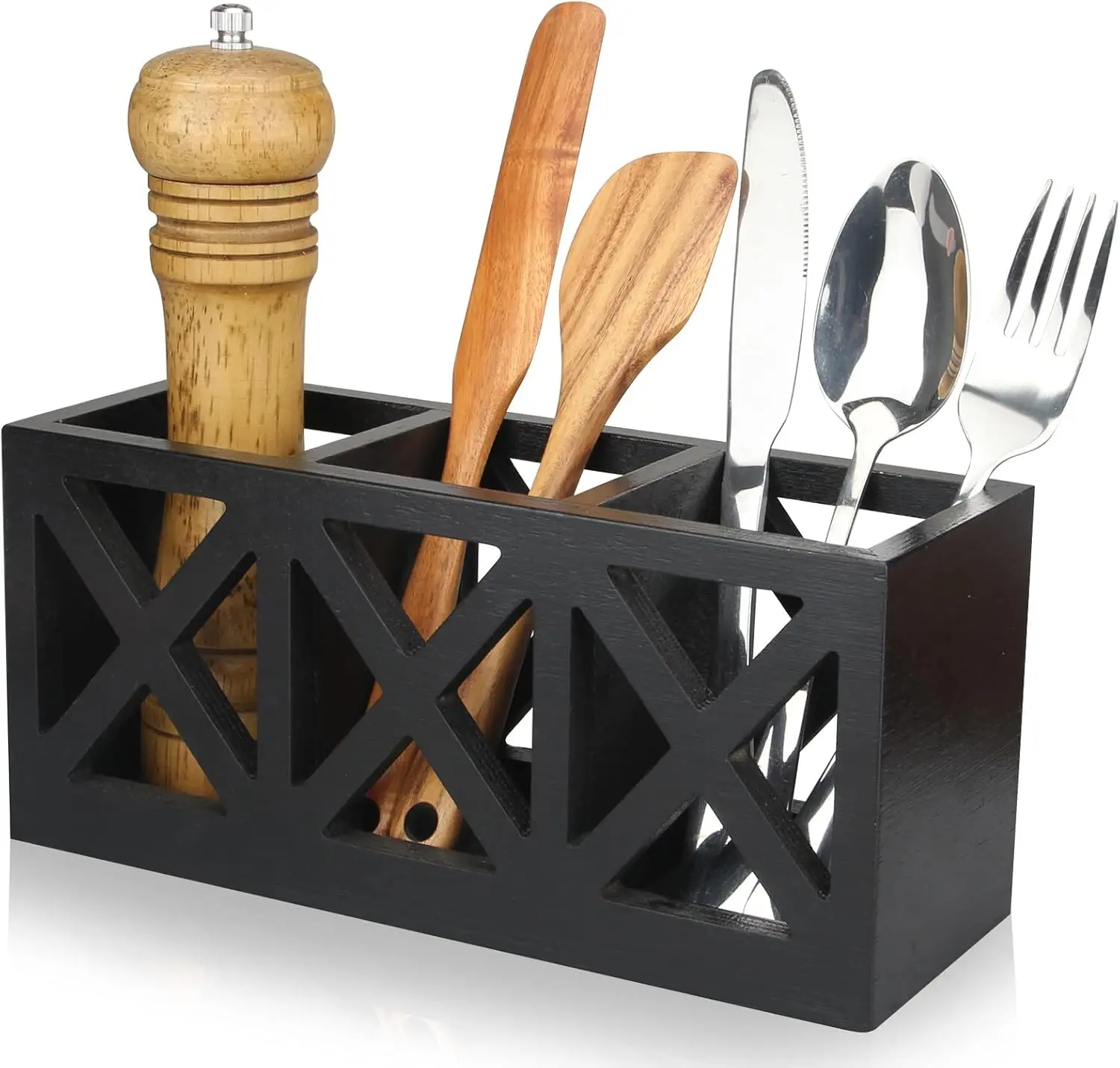 

Wooden Silverware Holder Flatware Utensil Caddy Cutlery Holder for Party Wood Silverware Organizer
