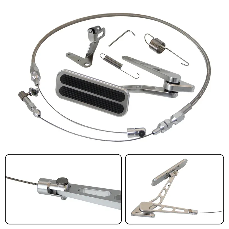 

Универсальная алюминиевая заготовка педали газа + 24 "/36" кронштейн троса дроссельной заслонки из нержавеющей стали, пружинный комплект, горячий стержень, 2 накладки, нескользящий черный/серебристый