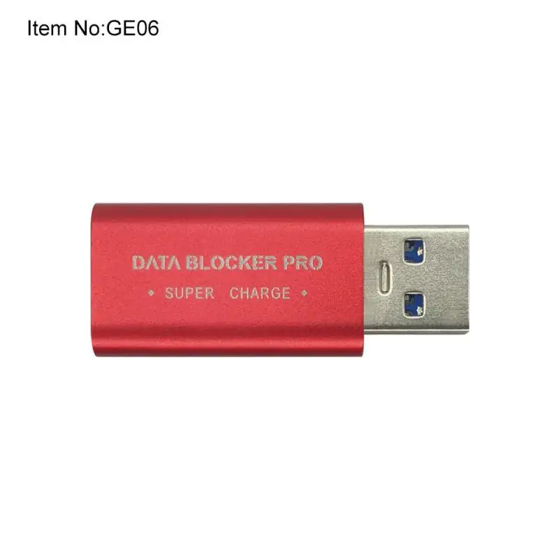 Electronic Equipment Support Fast Charge Red Usb Data Blocker Effective Data Theft Protection Brush Plug And Play Usb Converter