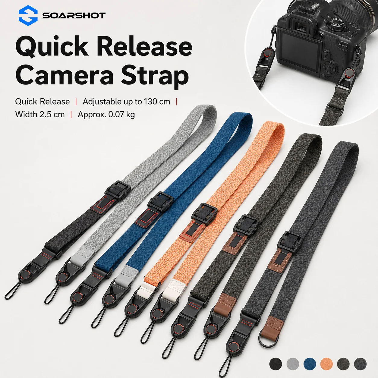 SOARSHOT Quick Release Camera Shoulder Strap Adjustable Neck Strap for DSLR Mirrorless Camera Crossbody Sling Belt