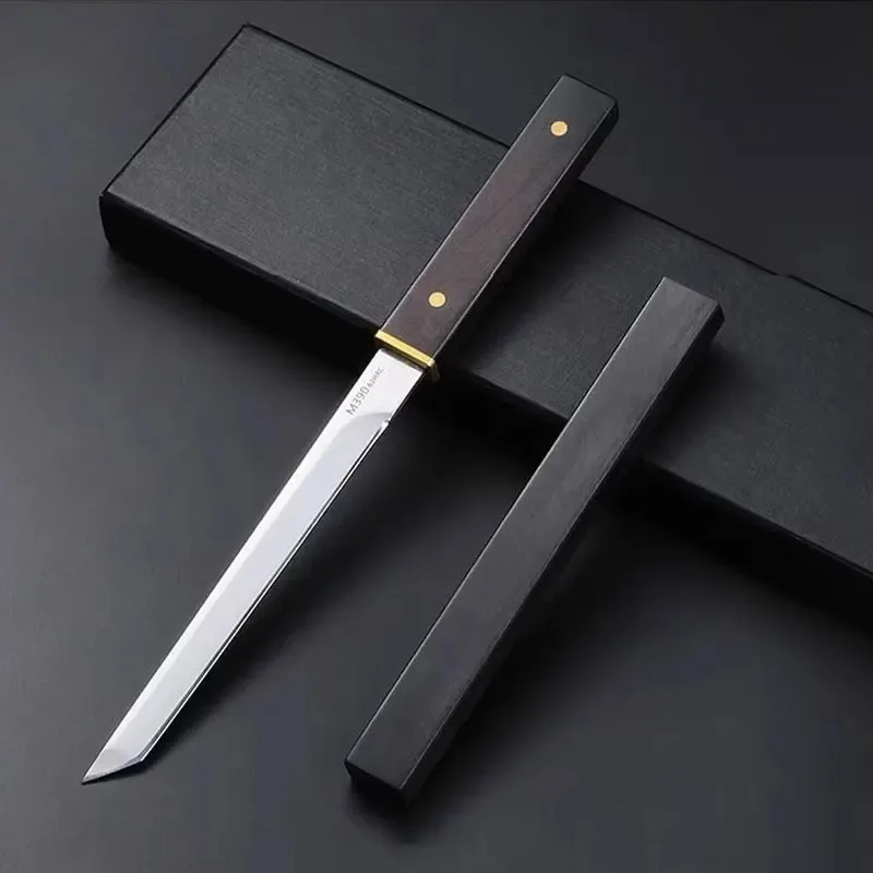 7.8 inch multi-purpose straight knife fruit knife, colorful handle wood sheath home pocket knife small katana