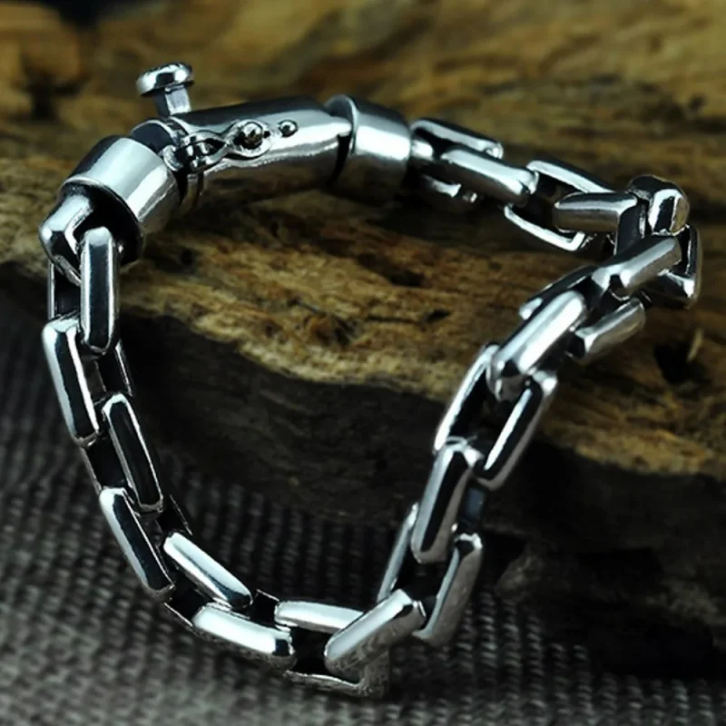 

MAYONES 2021 Trendy New Real S925 Pure Silver Korean Simple Couple Jewelry Personality Fashion R Men Bracelet