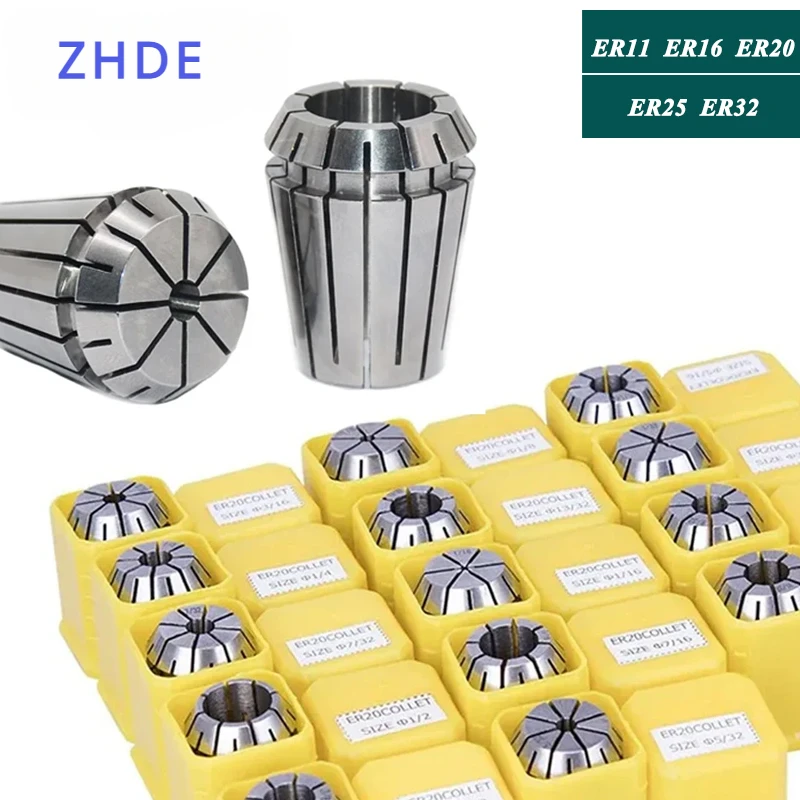 ZHDE ER11 ER16 ER20 ER25 ER32 Set ER Spring Collet Chuck 0.015mm for CNC Milling Tool Holder Engraving Machine Lathe ER Collect