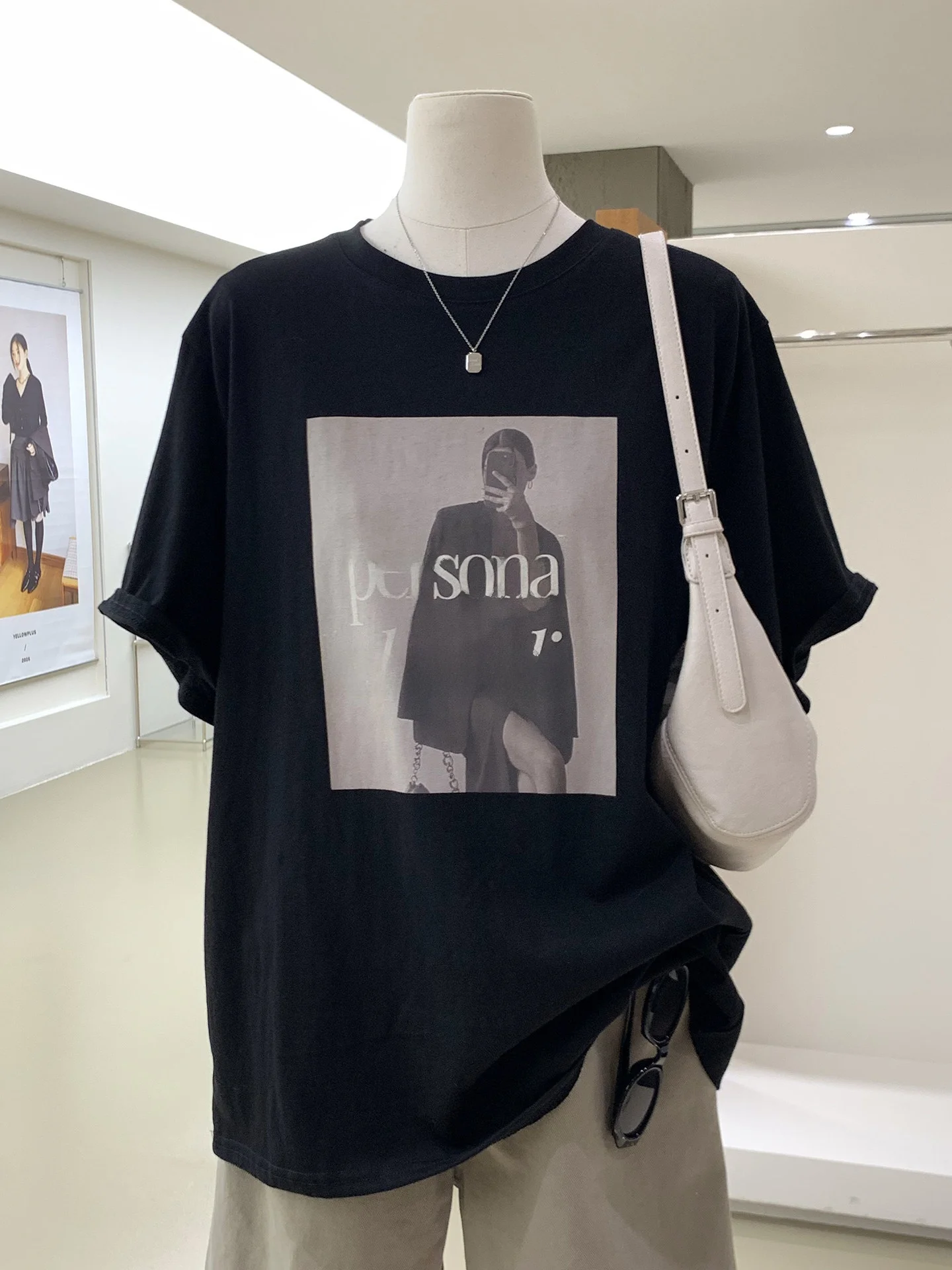 Loose round Neck Short Sleeve T-Shirt Korean Style Casual Versatile Cover Butt Top for Spring Summer New Arrival