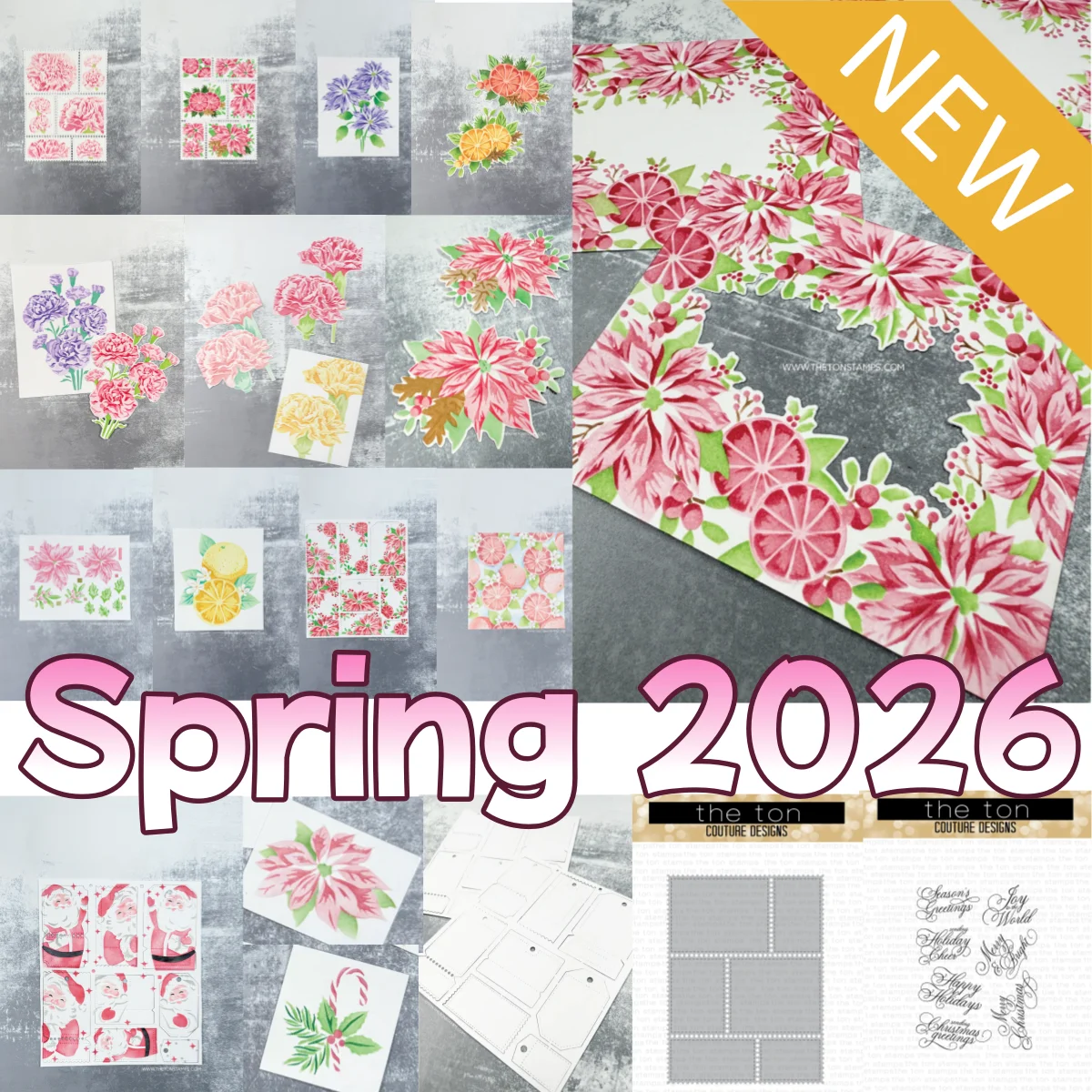 

2026 Spring Poinsettia Carnation Citrus Candy Cane Santa Metal Cutting Dies Clear Stamps Stencil For DIY Decoration Embossing