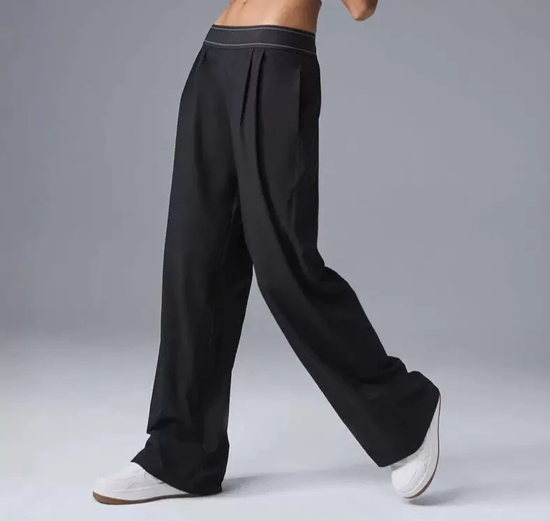 

High Waist Wide Leg Sports Pants Qui Dry Loose Straight Long Trousers Drapey Sle Casual Sportswear for Women