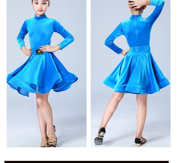 Latin dance dress Children's girls' autumn and winter performance training dress girls' Latin dance dress performance dress