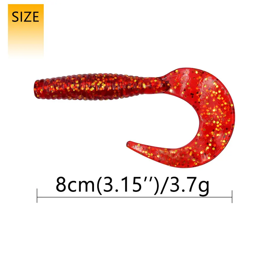 JYJ 8cm 3.7g soft silicone maggot worm grub fishing baits with circle tail wobbler pesca isca