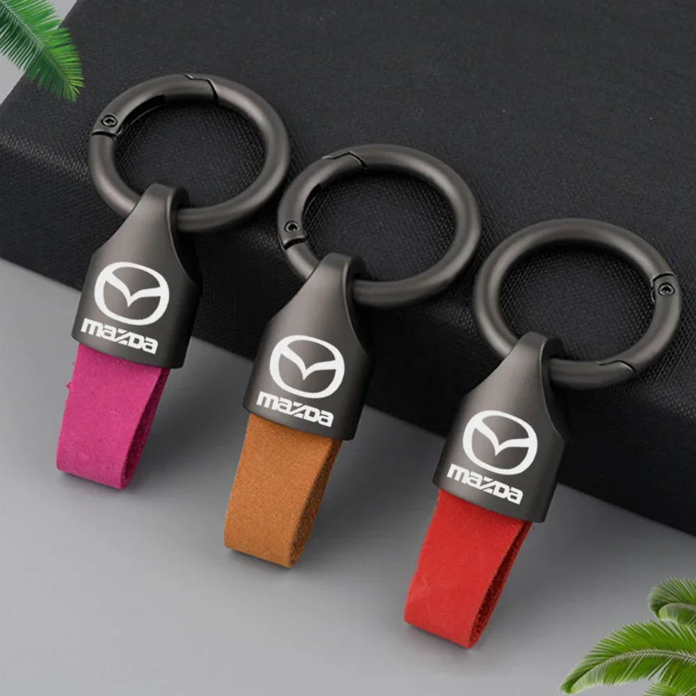 

Cowhide Leather Keychain Waist Belt Buckle Carabiner for Mazda 3 Mazda 6 CX-5 Car Interior Accessories