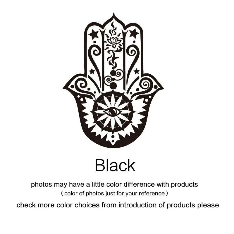 Art Home Decor Hamsa Hand Wall Decal Vinyl Fatima Yoga Vibes 3D Wall Sticker Fish Eye Decals Indian Buddha Lotus Pattern Mural
