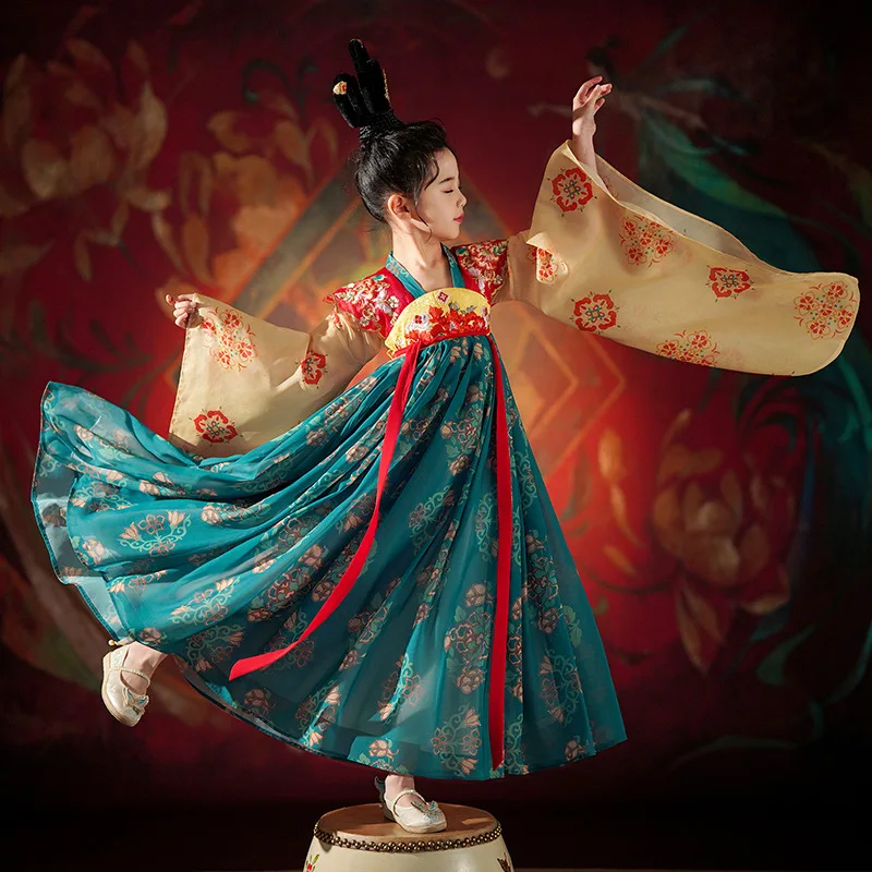 

Premium Girls Hanfu Dress Traditional Chinese Tang Dynasty Costume for Kids Elegant Hanfu Outfit Princess Style Ancient Dress