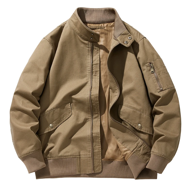 

Outdoor Multi-pocket Casual Jackets for Men High Quality Pure Cotton Male Clothes Solid Color Comfortable Outerwear Spring New