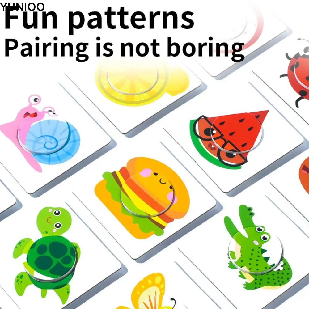

Paper Kids Wooden Matching Toys Food Cognitive Animal Pattern 3D Puzzle Board Game DIY Portable Graph Card Matching Games