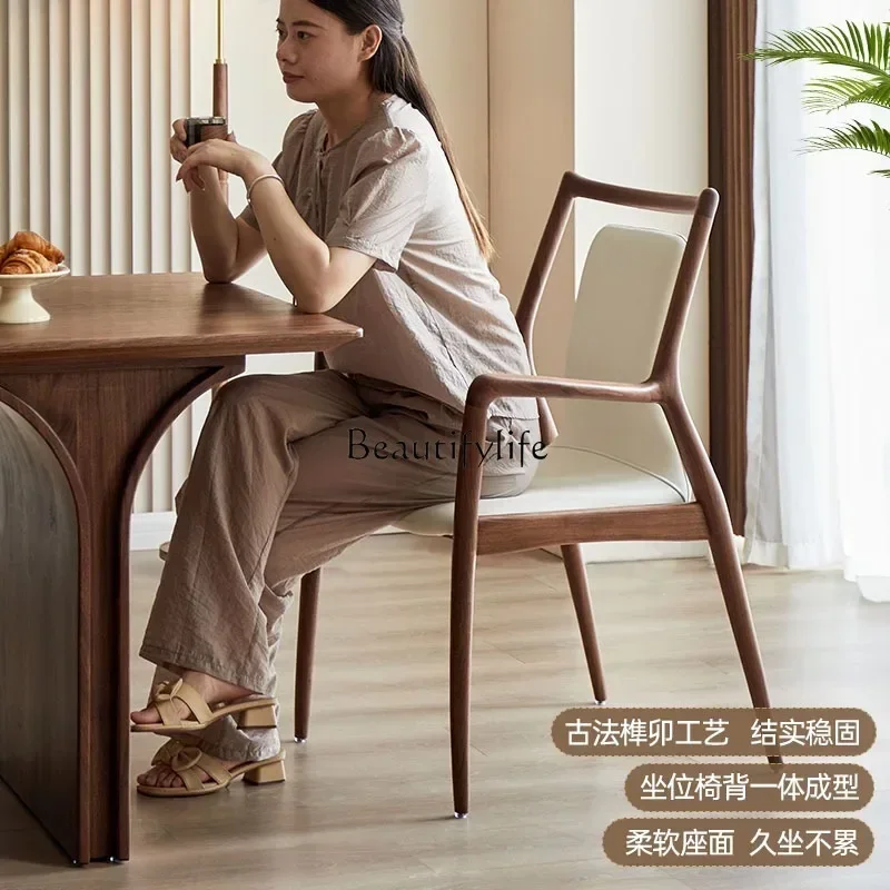 

02ls 18 - * Северный американский обеденный стул из черного ореха, домашний легкий роскошный кожаный стул для отдыха из цельного дерева