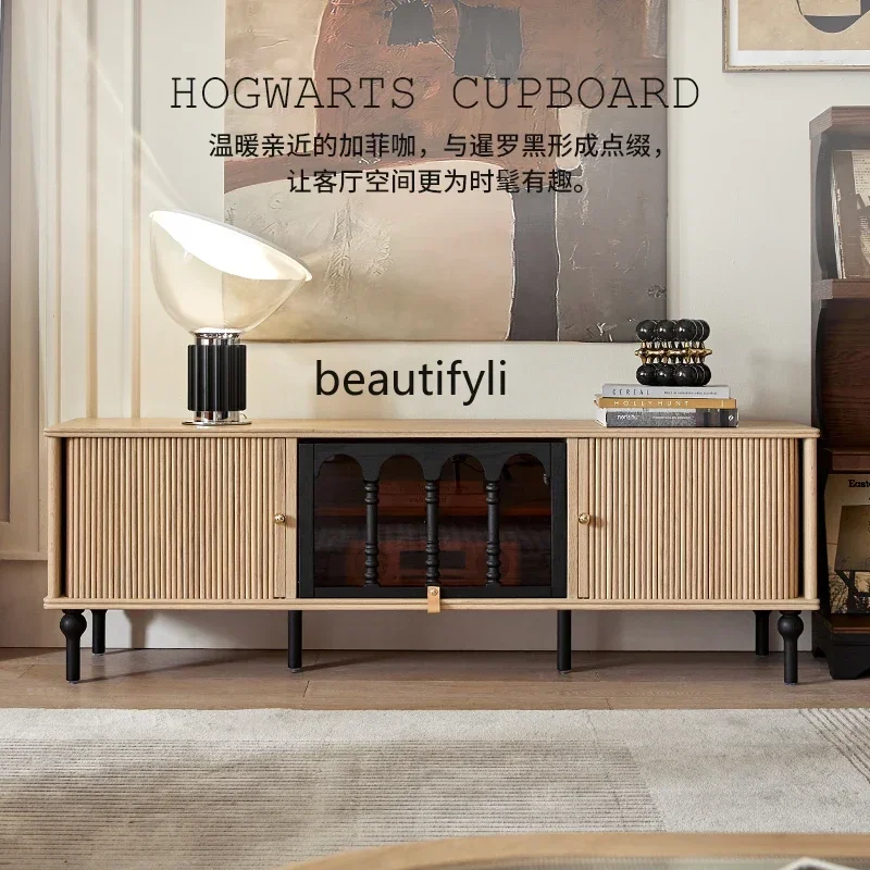 

Great discounts Medieval solid wood TV cabinet Nordic retro log color living room locker