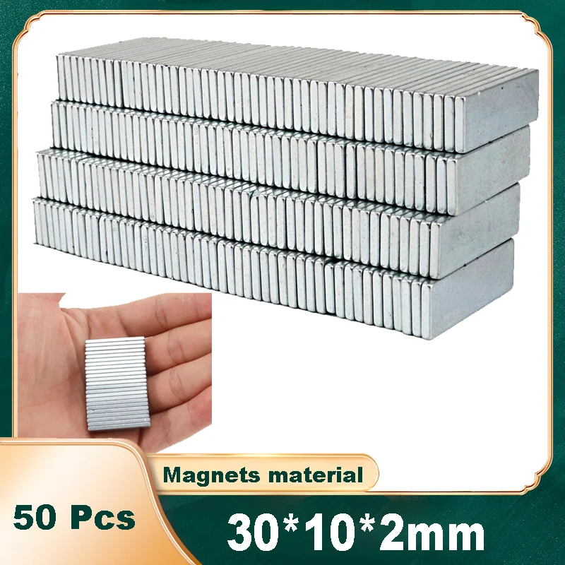 

50 Pcs Rectangular Magnet NdFeB Strong Magnet 30*10*2mm N35 N38 Super Strong Neodymium Magnet Magnetic Magnet Strong Magnet