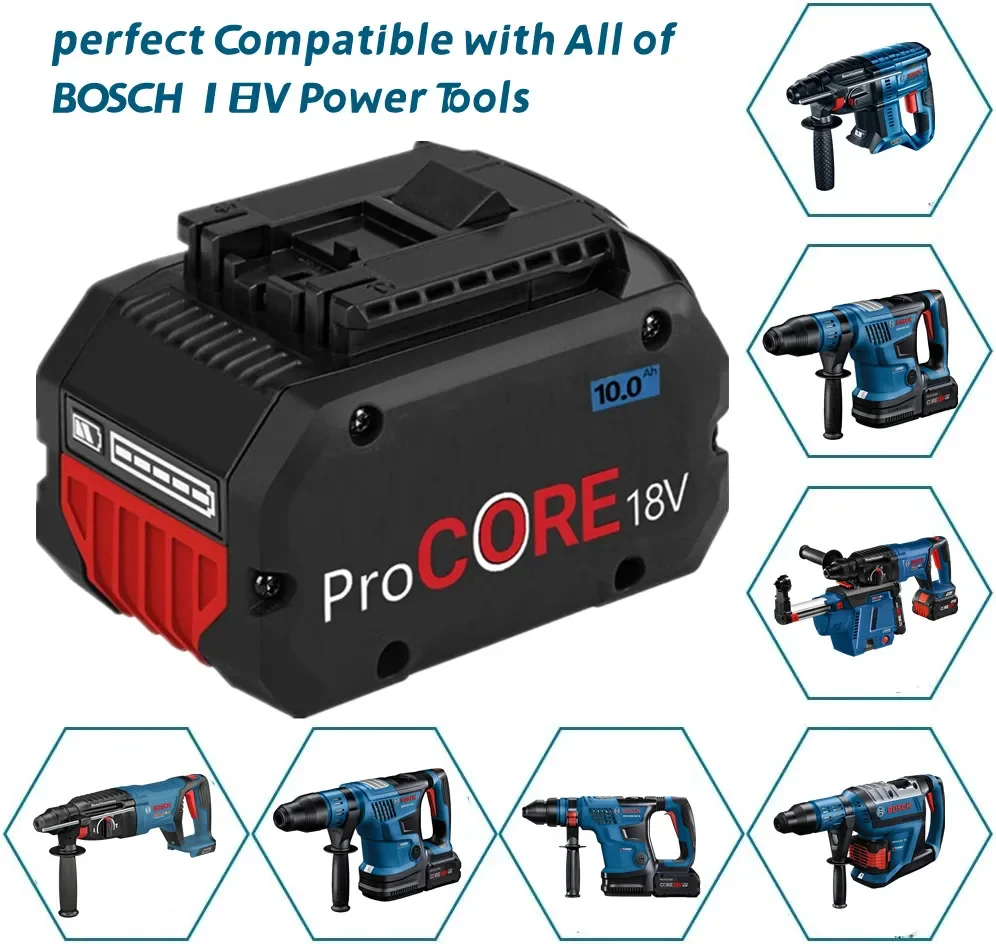 CORE18V 10000mAh batteria di ricambio ProCORE per Bosch 18V Professional System Cordless Tools BAT609 BAT618 GBA18V80 21700 Cell