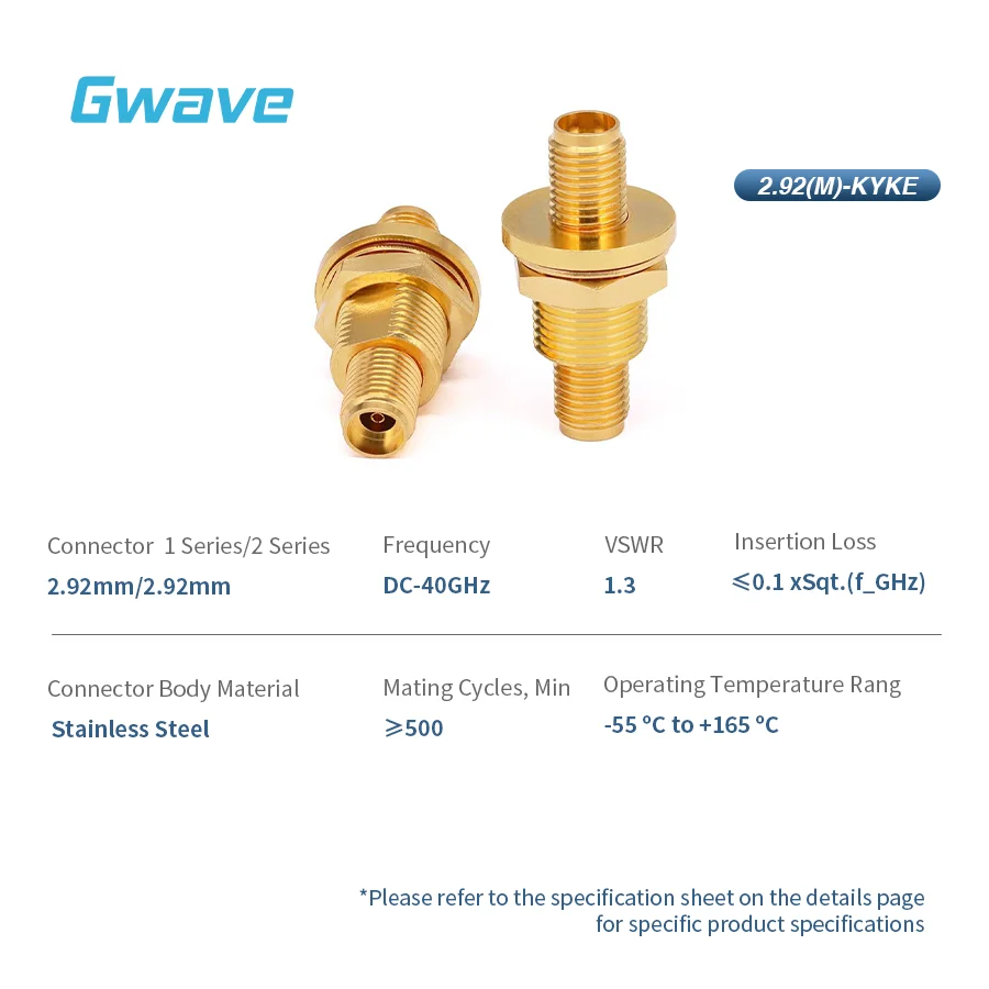 High frequency Millimeter wave 2.92mm Female to 2.92mm Female Hermetically Sealed Bulkhead Mount Adaptor DC - 40GHz