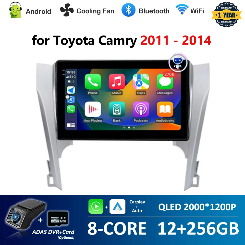 

10 дюймов для Toyota Camry 2011-2014 DSP Стерео Wi-Fi Разделенный экран ОС Android Автомобильный видео Мультимедийный плеер GPS-навигация 4G BT