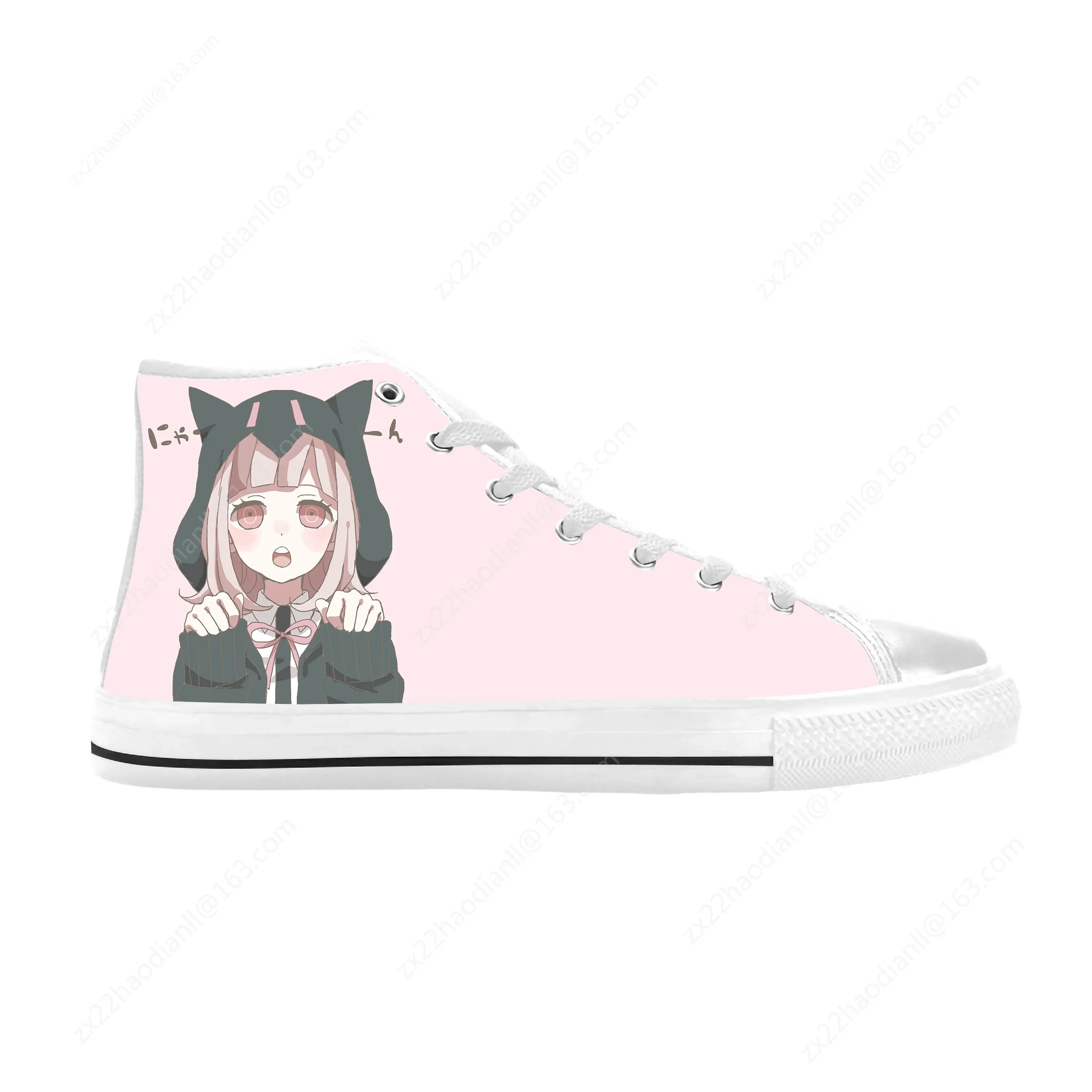 Japanese Anime Cartoon Danganronpa Nanami Chiaki Casual Cloth Shoes High Top Comfortable Breathable 3D Print Men Women Sneakers