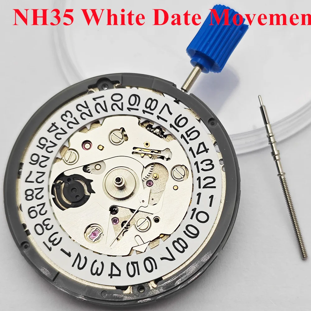 NH35 حركة الساعة تاريخ اليوم الأبيض 24 مجوهرات عالية الدقة الميكانيكية التلقائية ساعة يد تعمل بالحركة المعصم تناسب الرجال