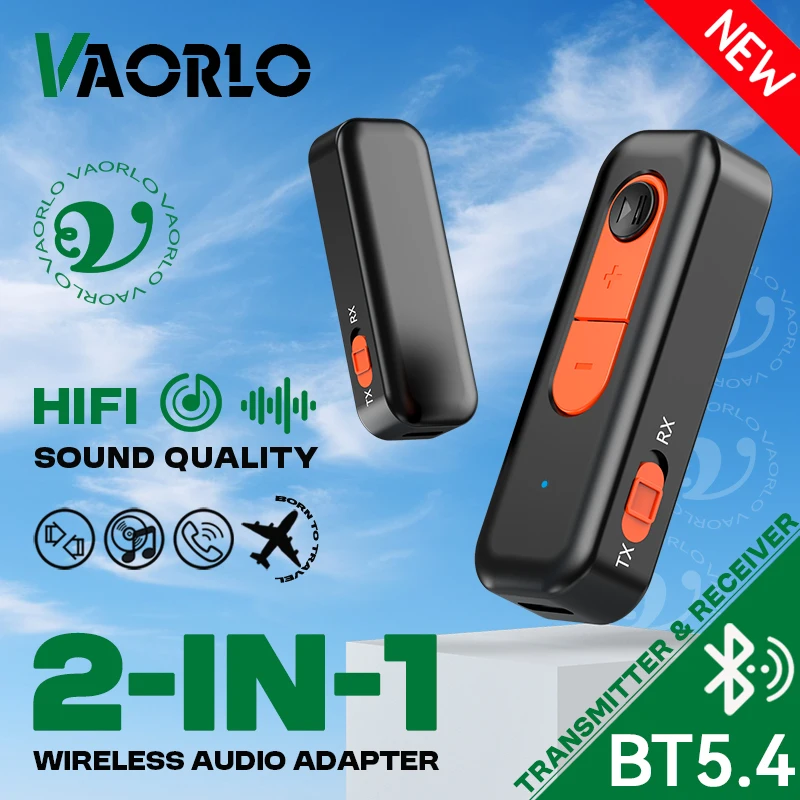 New Upgraded Bluetooth 5.4 Transmitter Receiver 3.5MM AUX RCA With Mic HiFi Stereo Music Wireless Adapter For PC TV Car Airplane