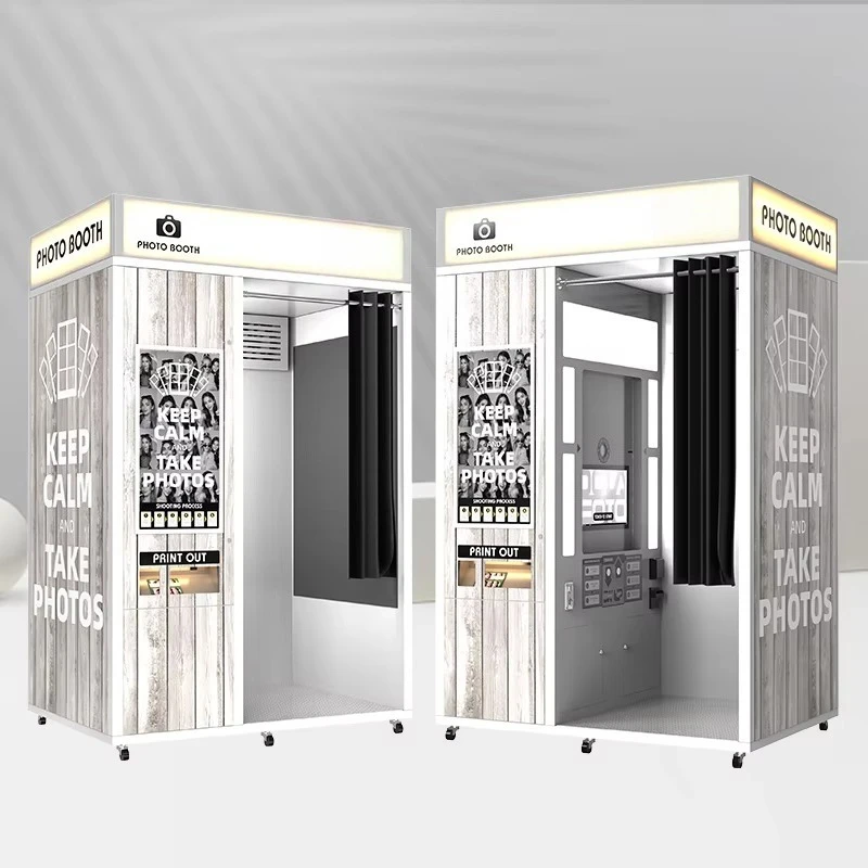 Custom All-in-one Digital Photo Booth Shell Self Service Vending Selfie Photo Booth Machine for Commercial Use