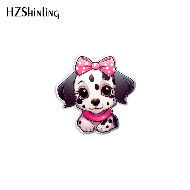 2023 New Dalmatian Puppy Acrylic Lapel Pin Little Dogs Epoxy Butterfly Clasp Pin Handmade Butterfly Brooch