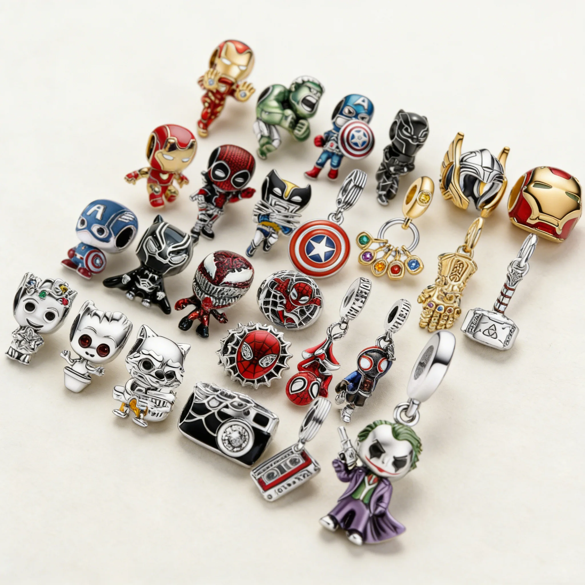 Nuevos Abalorios Originales de Marvel Iron Man, Spider-Man, Capitán América, para Hacer Joyería DIY, Regalo para Mujer, Compatibles con Pulseras