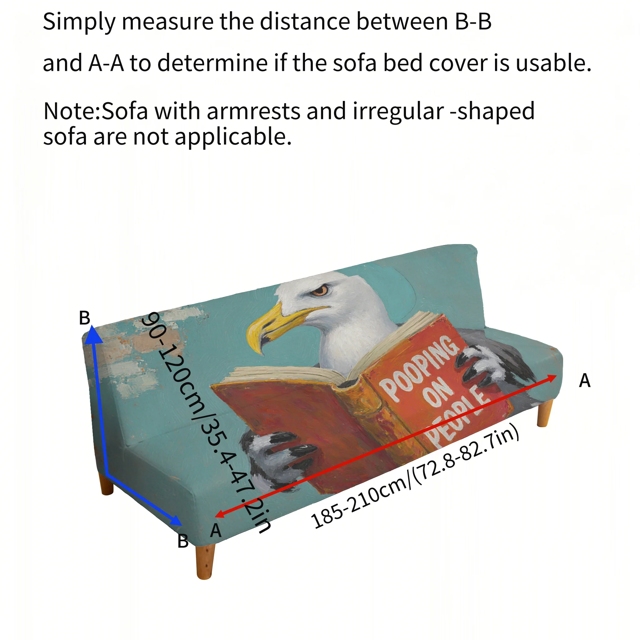 All-inclusive elastic sofa bed cover, fun seagull reading sofa bed cover, easy installation, machine washable