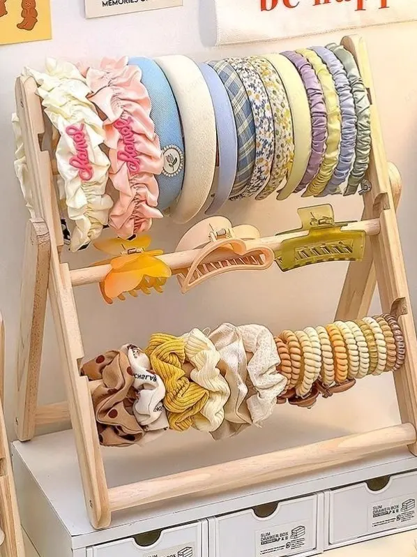 Wooden Headband Headband Storage Rack, Multi-layer Display Hanger, Large Capacity